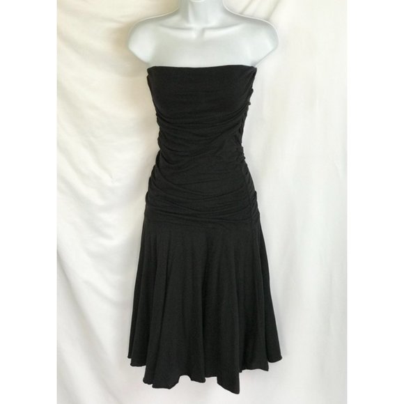 Anthropologie Velvet Sheath Little Black Dress Strapless - Picture 2 of 10